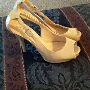 Nude Guess peep-toe heels. Size 8.5.
